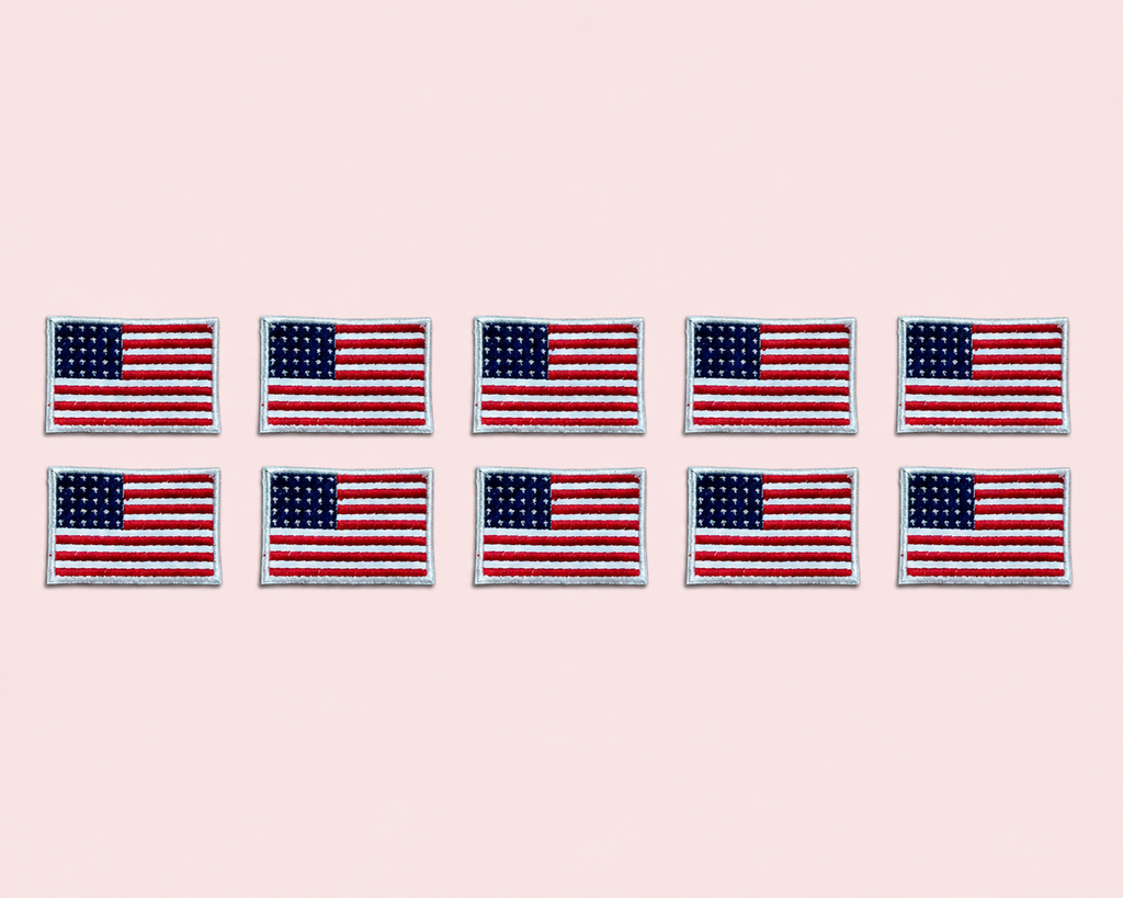 Patch bandiera americana ricamata toppa termoadesiva USA 10 pezzi | KaleidoShop
