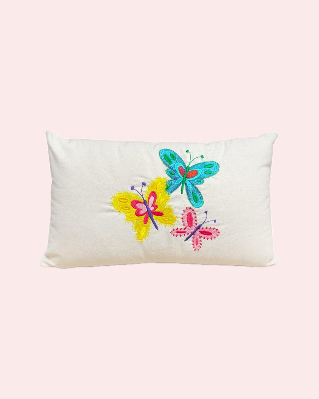 Cuscino in cotone biologico GOTS 26x45 cm motivo butterfly ricamato | KaleidoShop