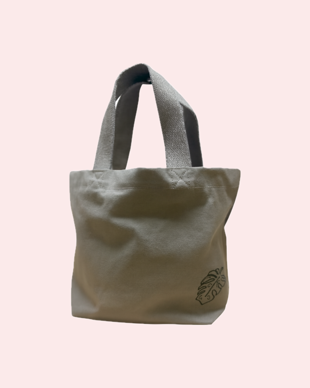 MiniBag Grey Leaf in cotone biologico GOTS ricamata | KaleidoShop