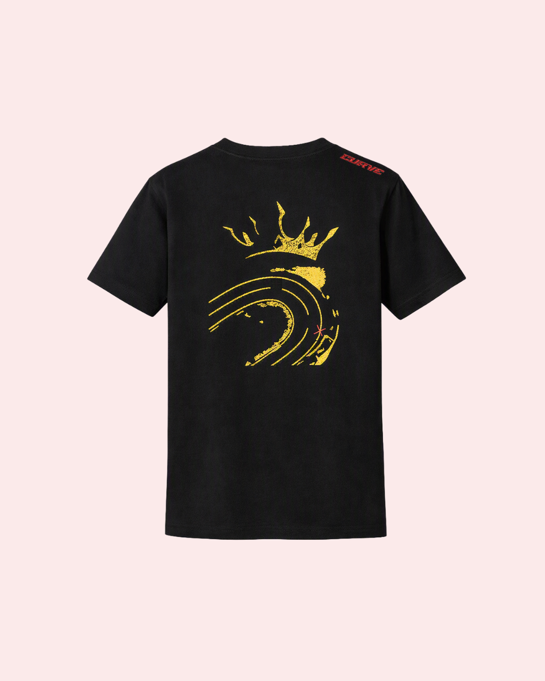 CURVE Tee uomo – retro con ricamo corona e curva dorata, logo CURVE sulla spalla | KaleidoShop