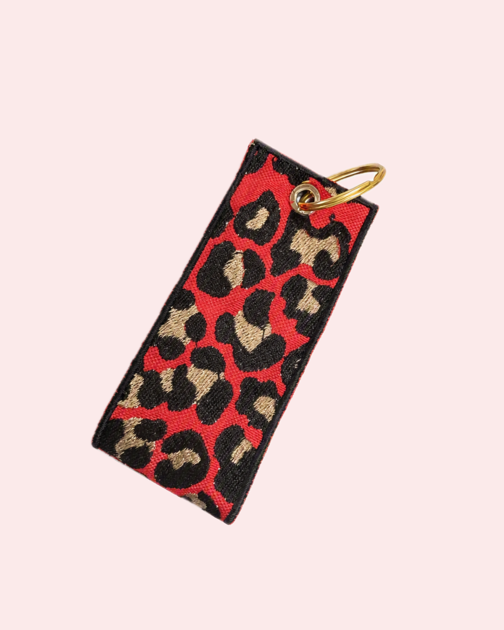 Portachiavi rettangolare ricamo Leopardato 10 x 4 cm | KaleidoShop