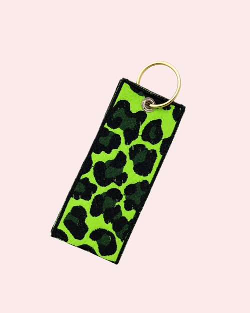 Portachiavi rettangolare ricamo Leopardato 10 x 4 cm | KaleidoShop