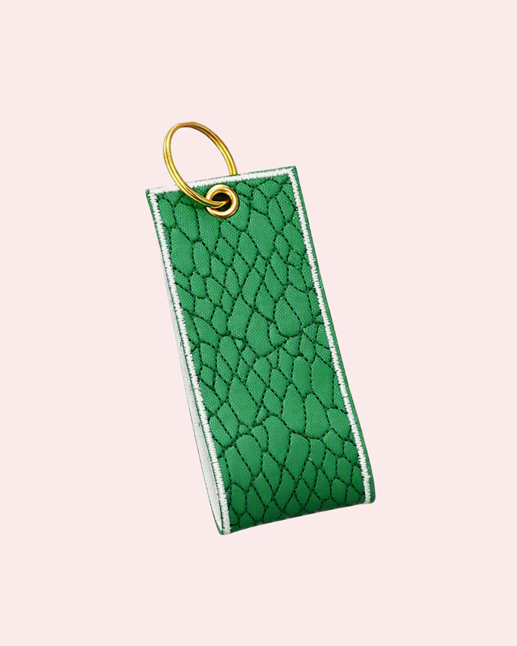 Portachiavi rettangolare ricamo effetto pelle serpente 10 x 4 cm | KaleidoShop